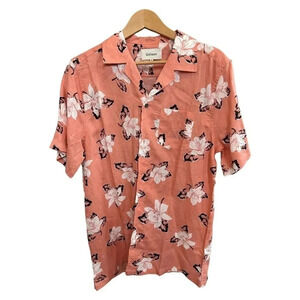 NWOT Unison Linen Short Sleeve Floral Patch Pocket Mens Leisure Shirt, Size M